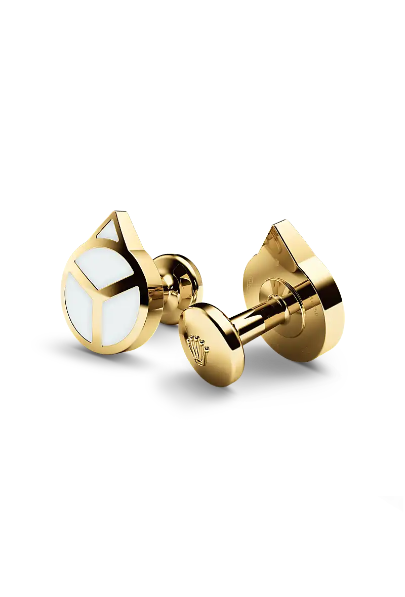 ‘Hand’ cufflinks Yellow gold and luminescent material - A1028 at Raffi Jewellers