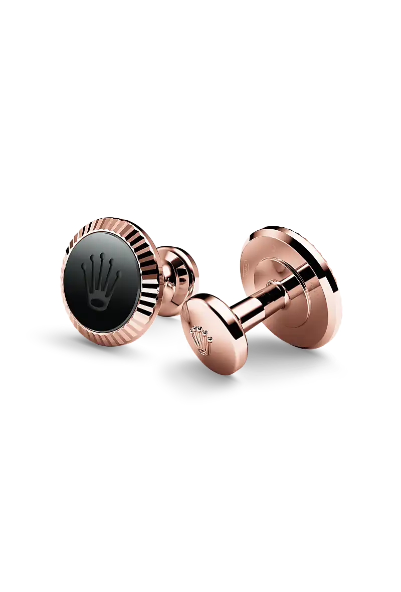 ‘Fluted’ cufflinks Everose gold and ceramic - A1035 at Raffi Jewellers