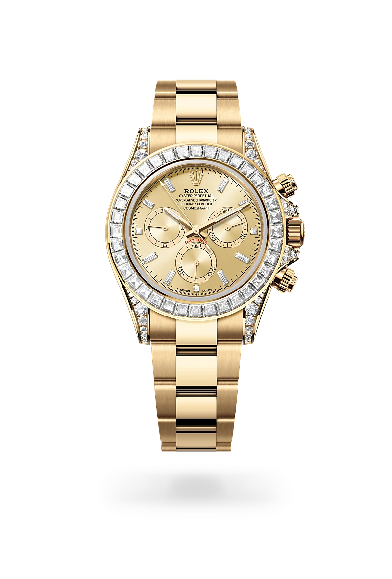 Cosmograph Daytona Oyster, 40 mm, yellow gold and diamonds - M126598TBR-0001 at Raffi Jewellers