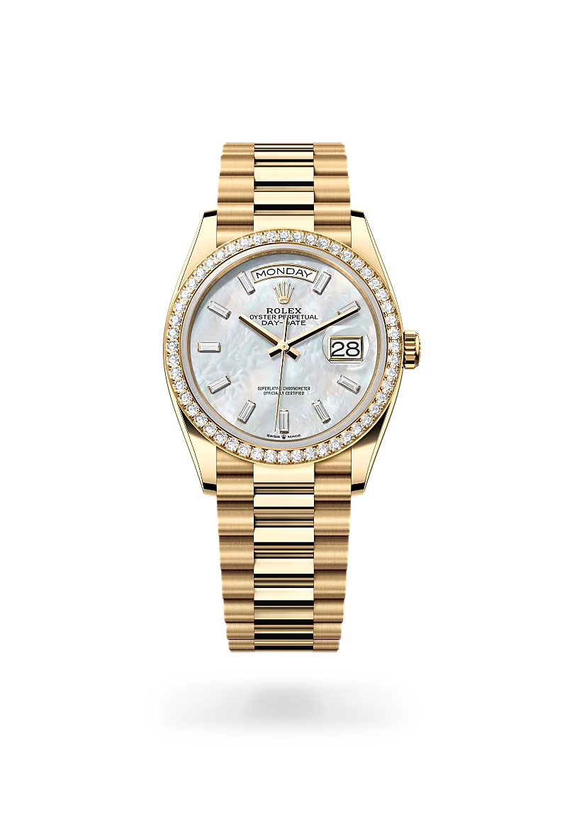 Day-Date 36 Oyster, 36 mm, yellow gold and diamonds - M128348RBR-0070 at Raffi Jewellers