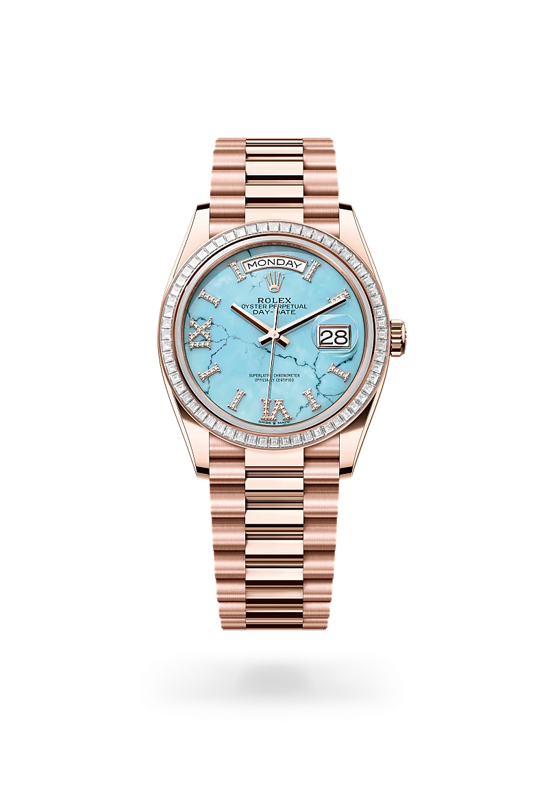 Day-Date 36 Oyster, 36 mm, Everose gold and diamonds - M128395TBR-0018 at Raffi Jewellers