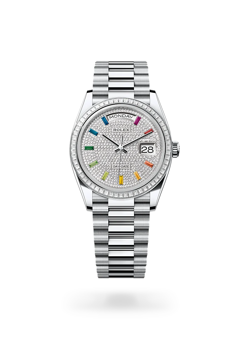 Day-Date 36 Oyster, 36 mm, platinum and diamonds - M128396TBR-0006 at Raffi Jewellers