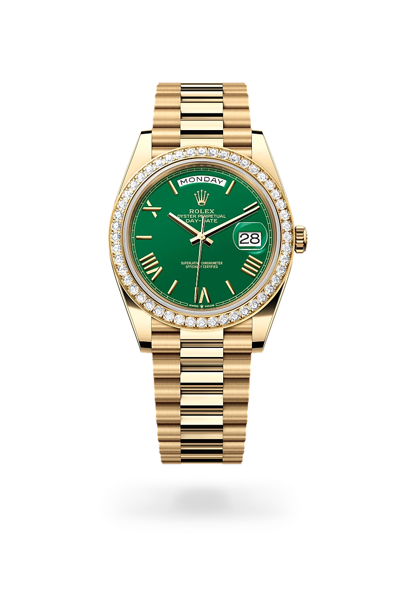 Day-Date 40 Oyster, 40 mm, yellow gold and diamonds - M228348RBR-0040 at Raffi Jewellers