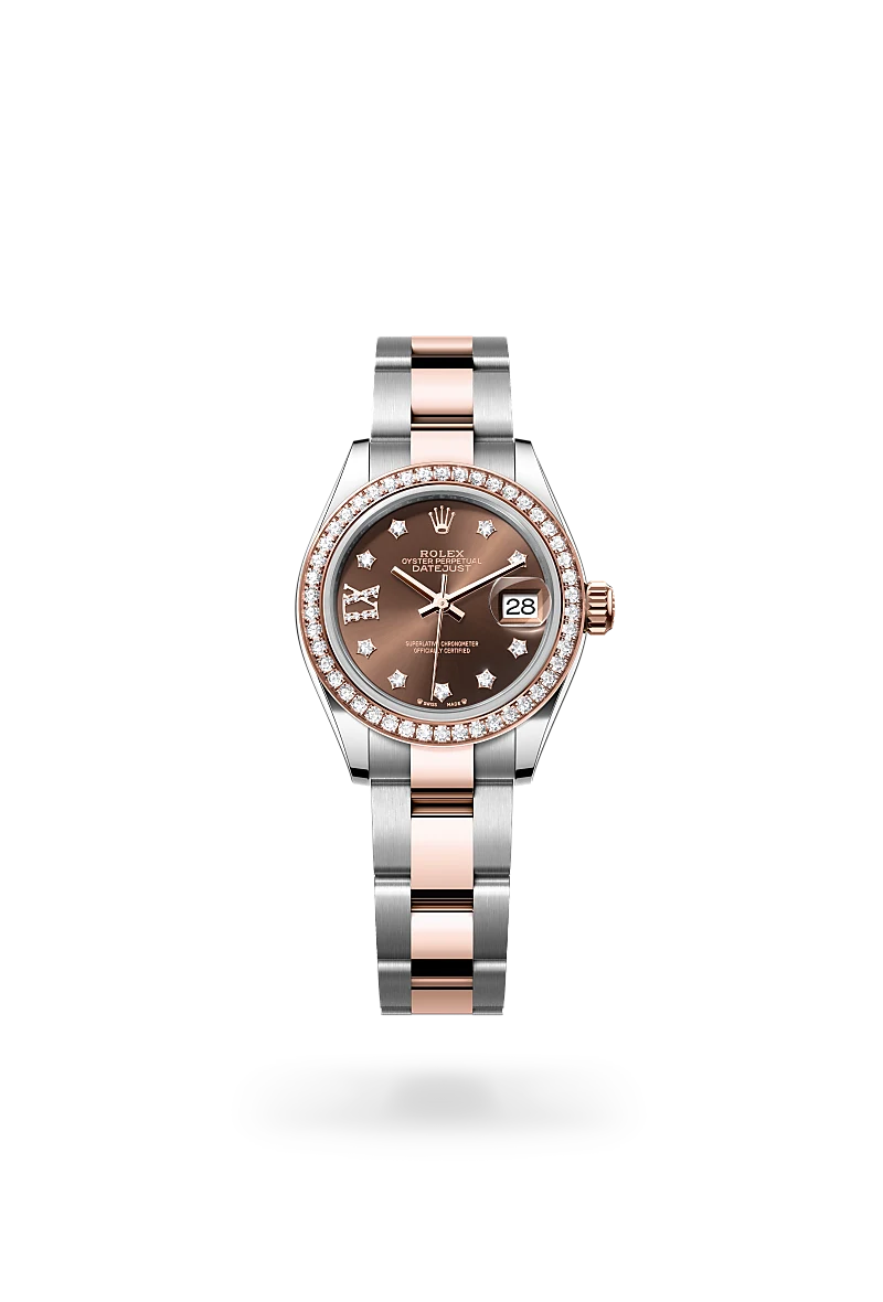 Lady-Datejust Oyster, 28 mm, Oystersteel, Everose gold and diamonds - M279381RBR-0004 at Raffi Jewellers