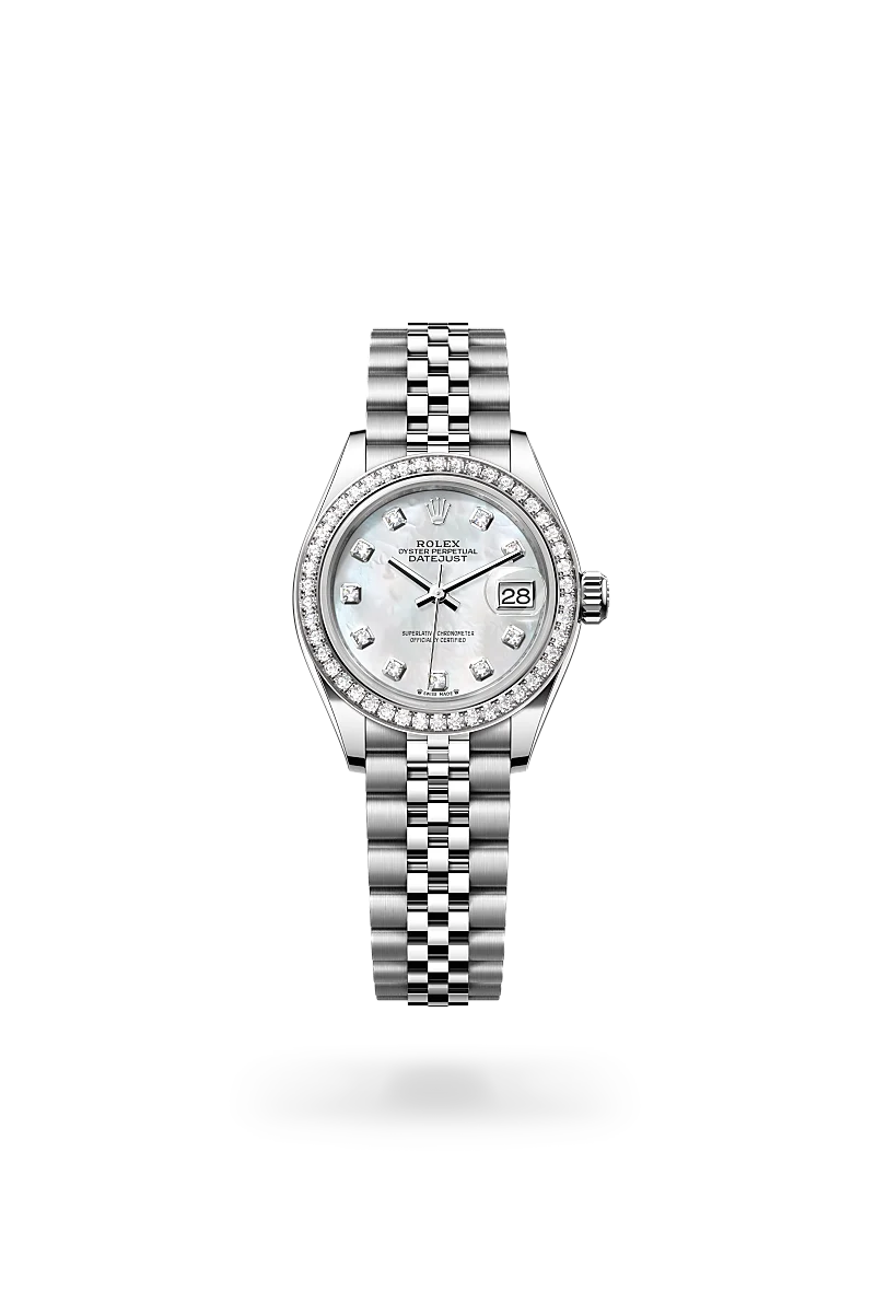 Lady-Datejust Oyster, 28 mm, Oystersteel, white gold and diamonds - M279384RBR-0011 at Raffi Jewellers