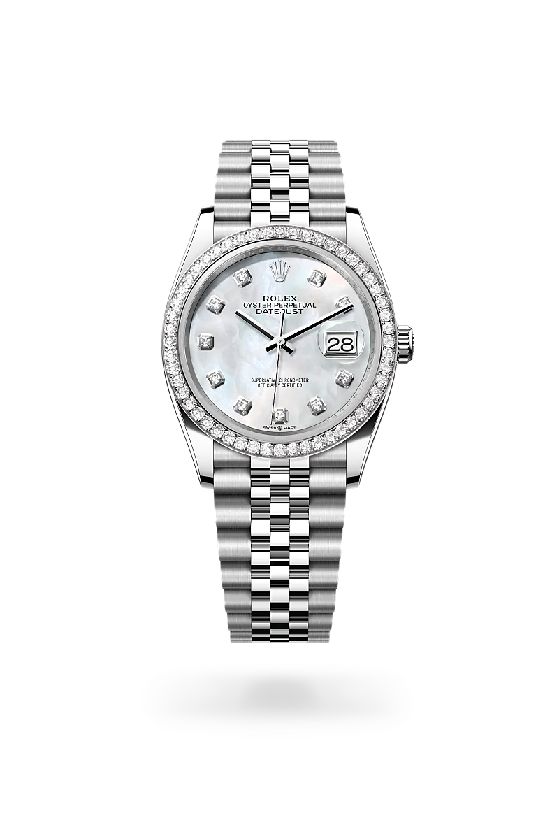 Datejust 36 Oyster, 36 mm, Oystersteel, white gold and diamonds - M126284RBR-0011 at Raffi Jewellers